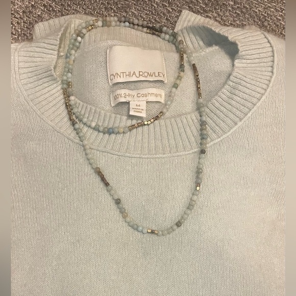 Cynthia Rowley 100% Cashmere Sweater Women’s M Light Mint Green Soft Knit - Picture 10 of 10